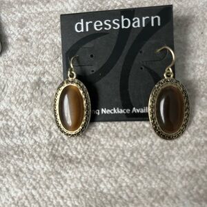 Dressbarn Gold and Brown Oval Earrings